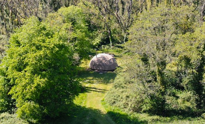 Geodesic dome aerial view